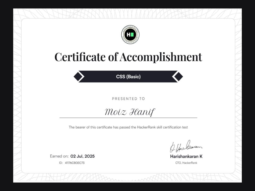CSS (Basic) Certificate
